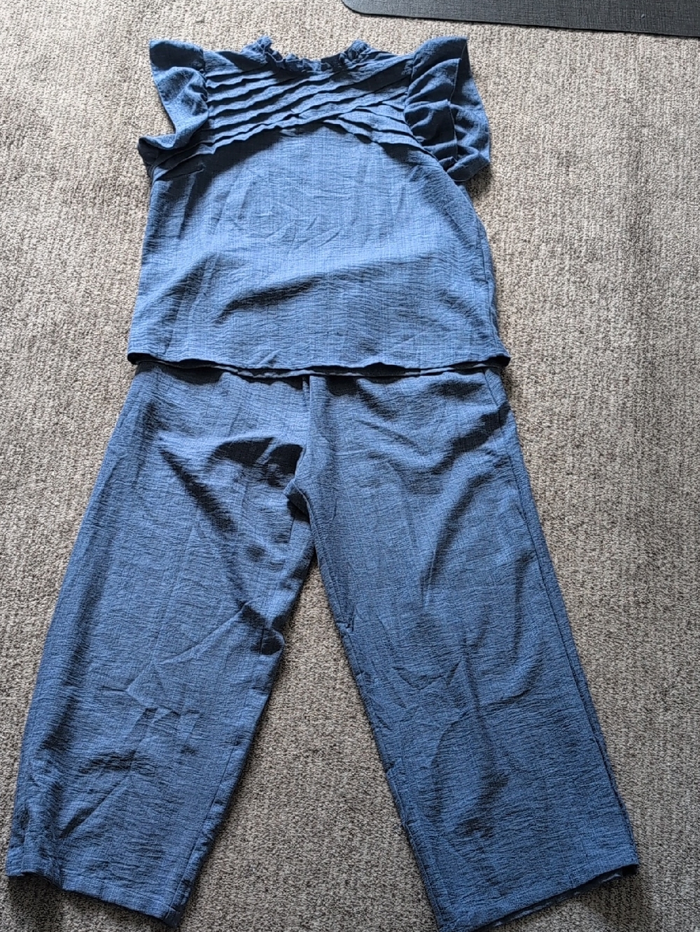 Blue Textured Two-Piece Lounge Set